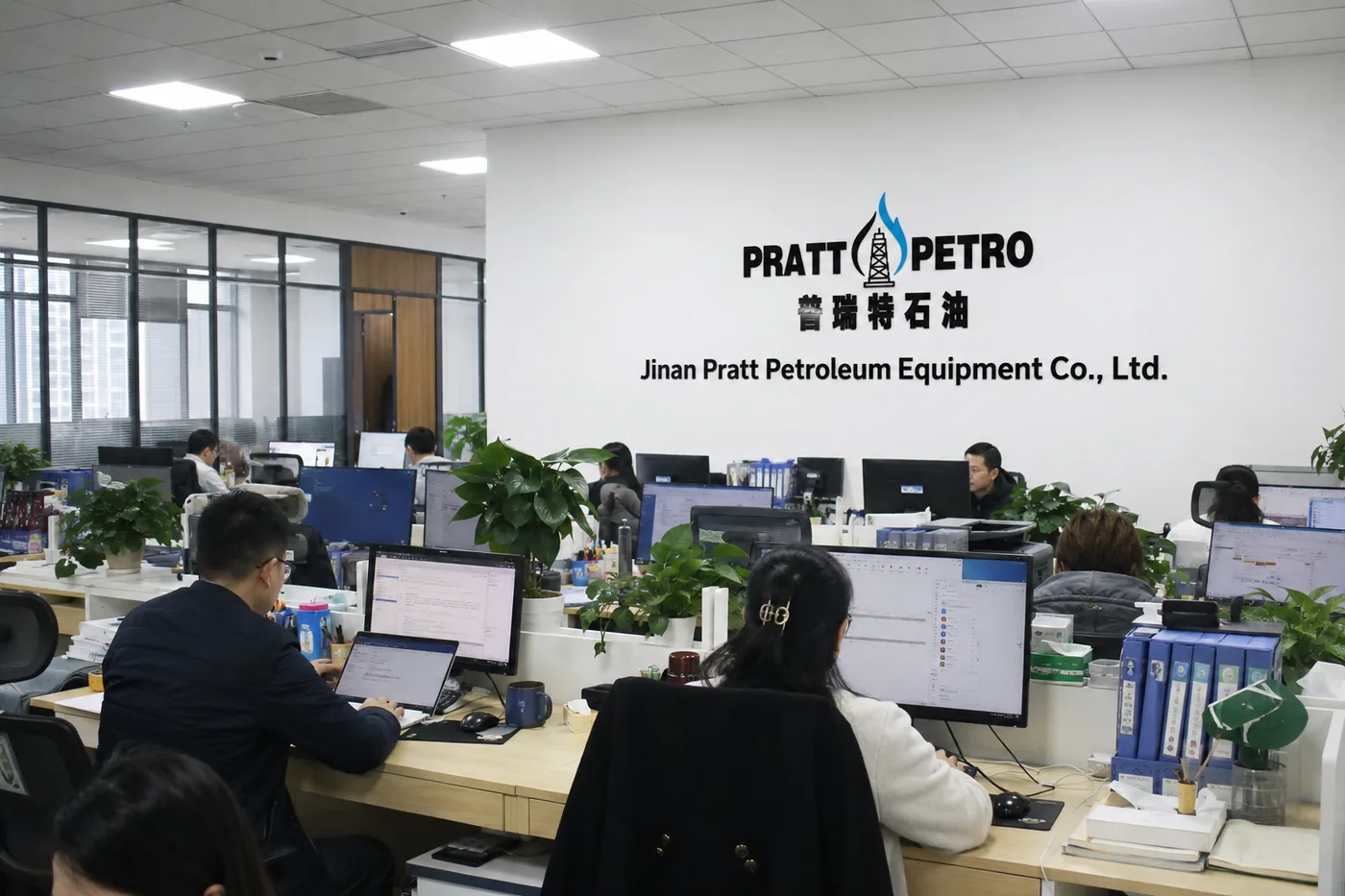 Pratt Oil office team supporting oilfield spare parts quotation and part number matching in Jinan China